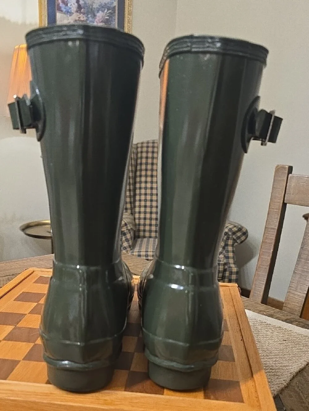 Hunter Women's Glossy Dark Green Mid-Calf Waterproof Rain Boots